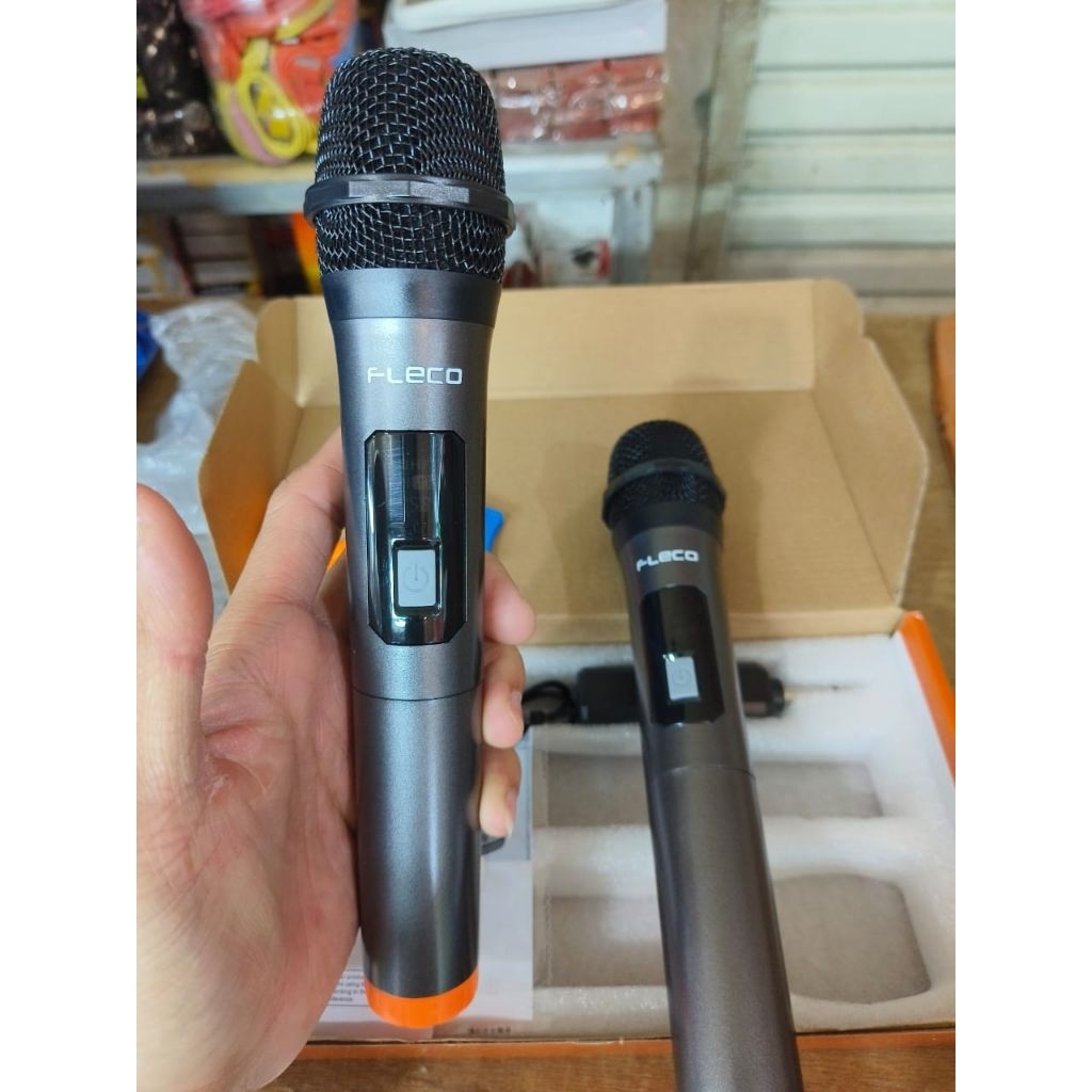 Jual COD Microphone Profesional Wireless FLECO M-13 / Mic Karaoke Tanpa ...