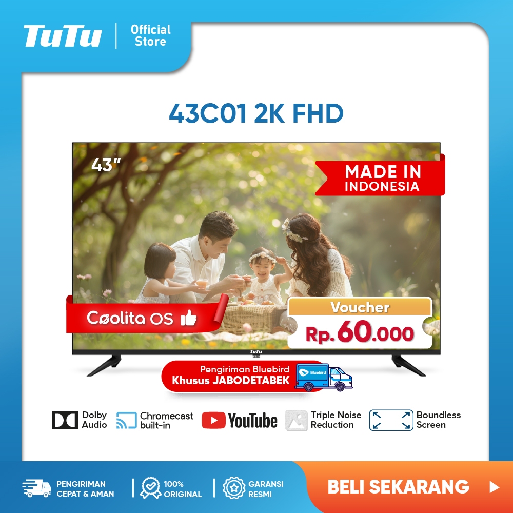 Jual TUTU Smart TV 43 inch Coolita Full HD Dolby Audio