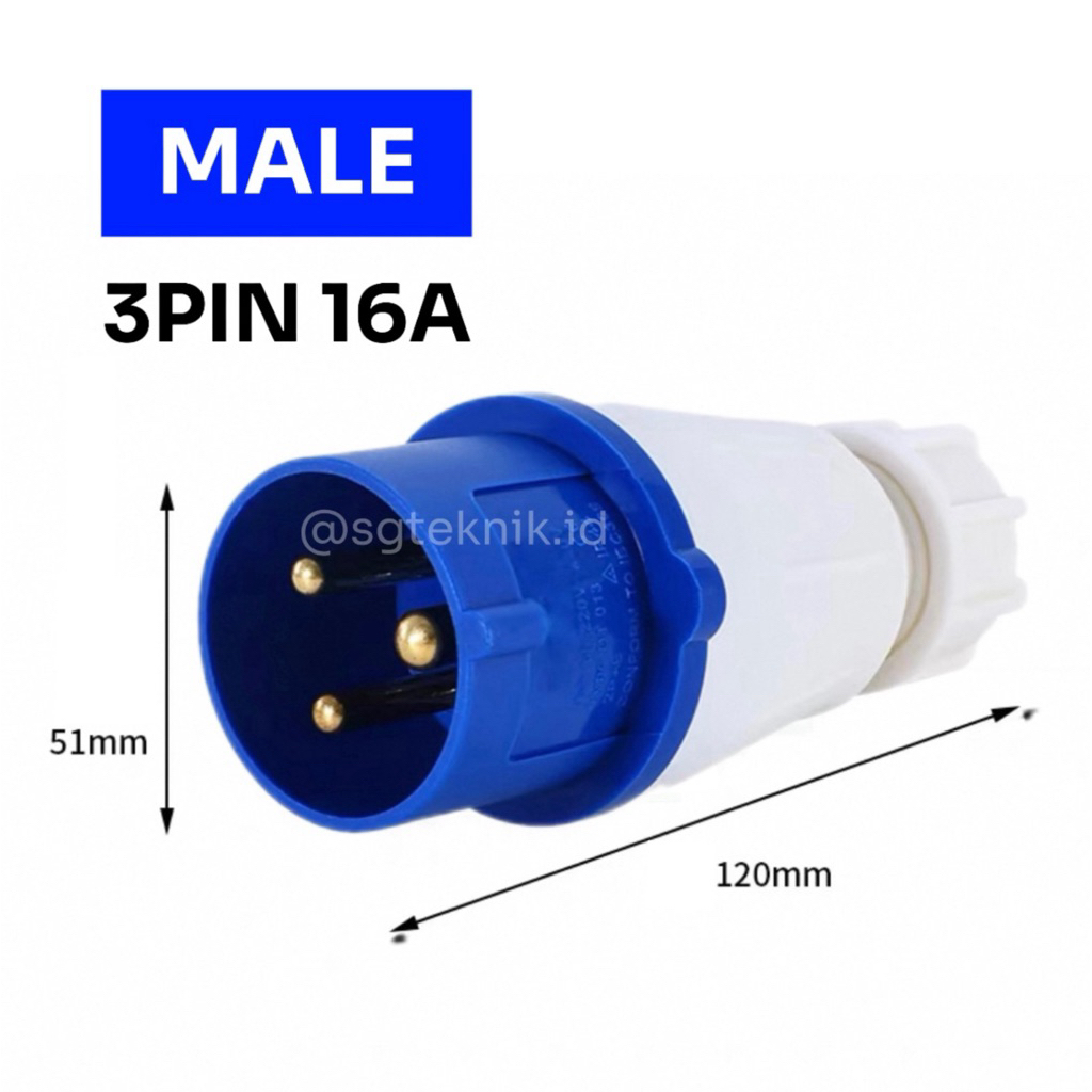 Jual STEKER GENSET INDUSTRI MALE SOCKET PLUG 3PIN 16A | Shopee Indonesia
