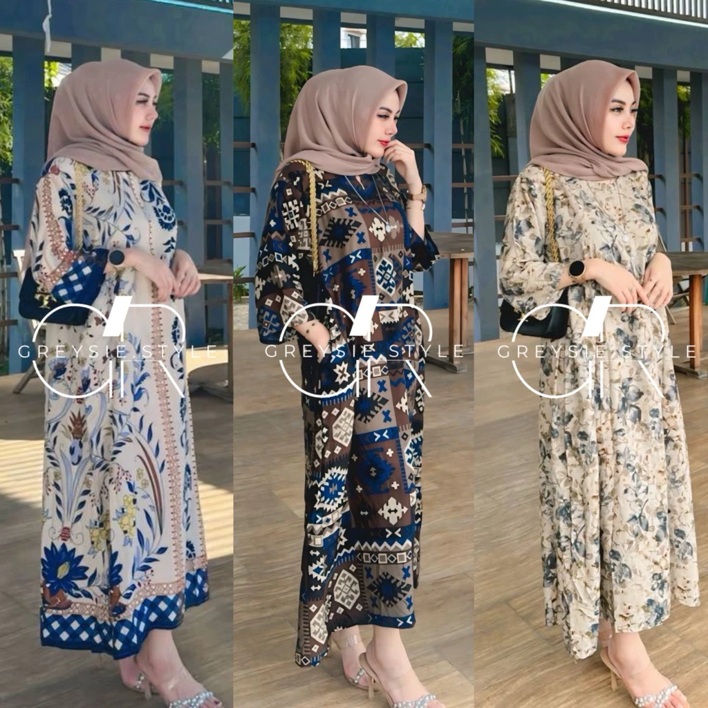 Gambar 4 Daster Gamis Busui Rayon Polos Tangan 7/8 LD 120 – Adem & Nyaman
