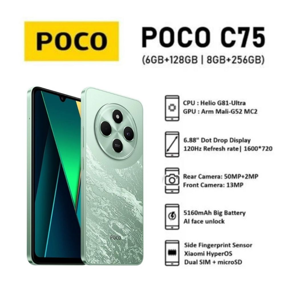 Jual {PROMO} HP POCO C75 6+128GB/8+256GB Global Version With 3Year ...