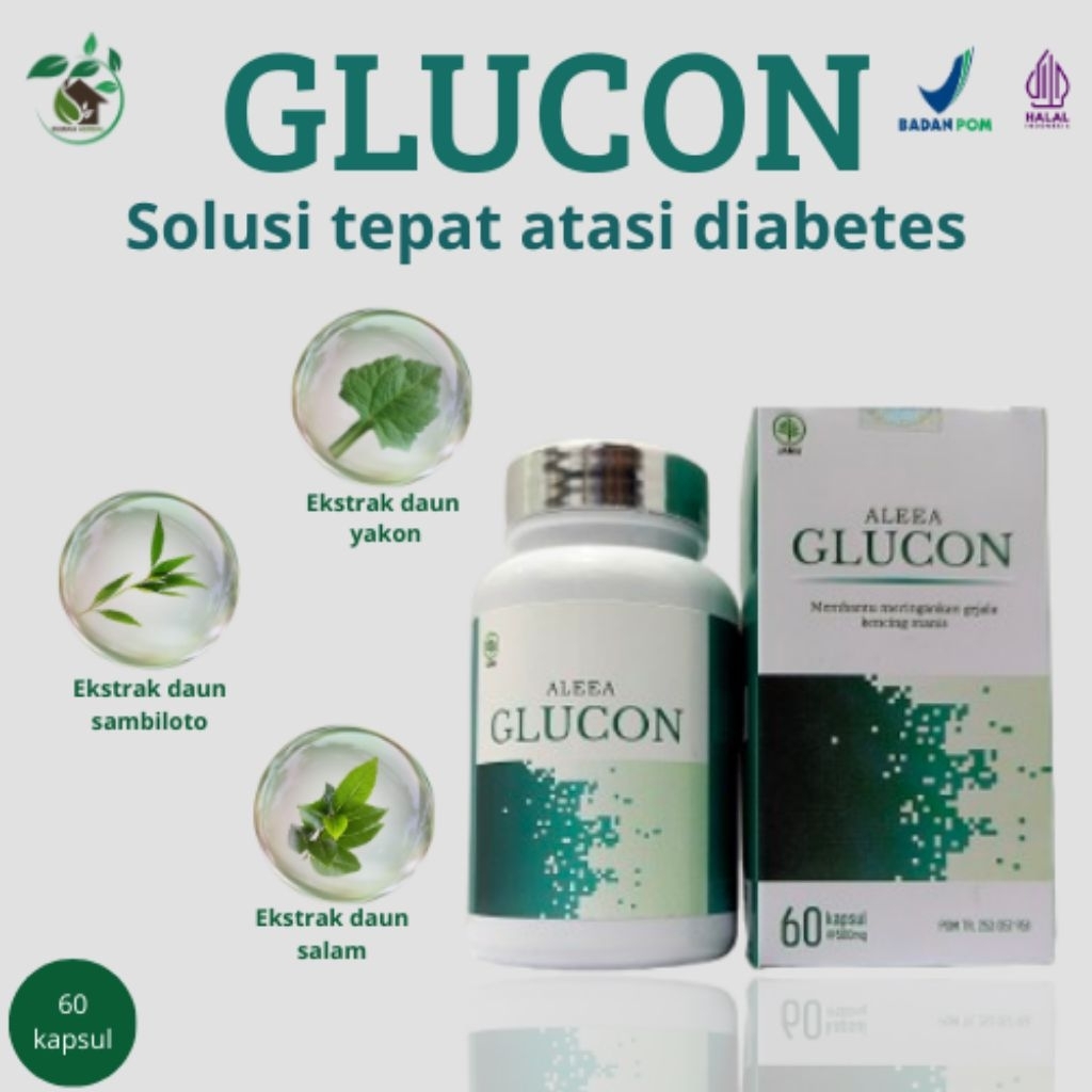 Glucon Obat kapsul herbal diabetes l Obat penurun gula darah l obat kencing manis l Obat menurunkan kolesterol.