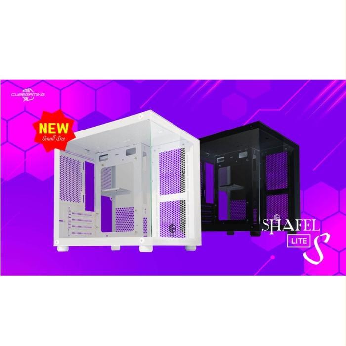 Jual CUBE GAMING SHAFEL Lite S BLACK WHITE - mATX Gaming Case - Front ...