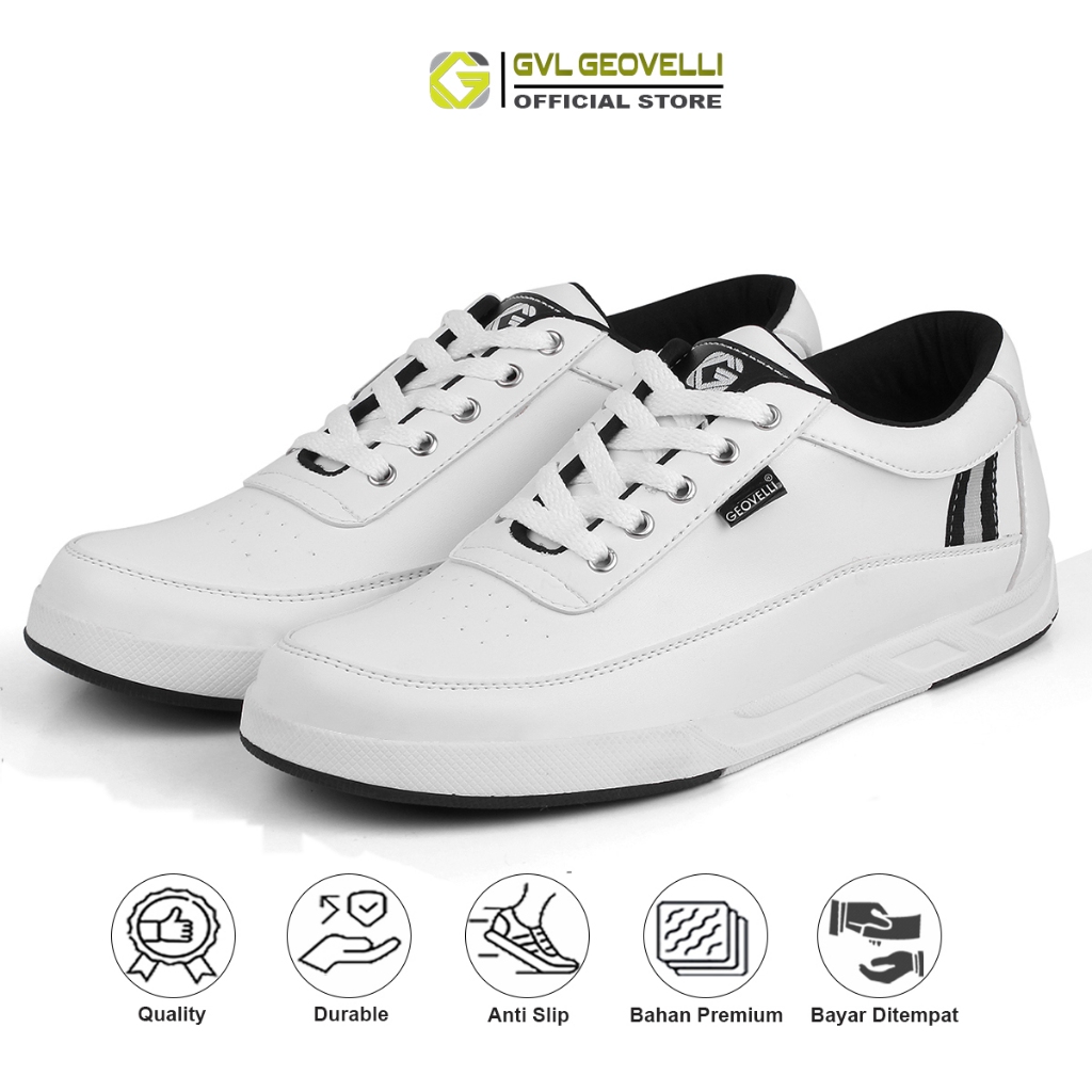 Jual GVL Geovelli Black White | Sepatu Sneakers Pria Casual Sepatu ...