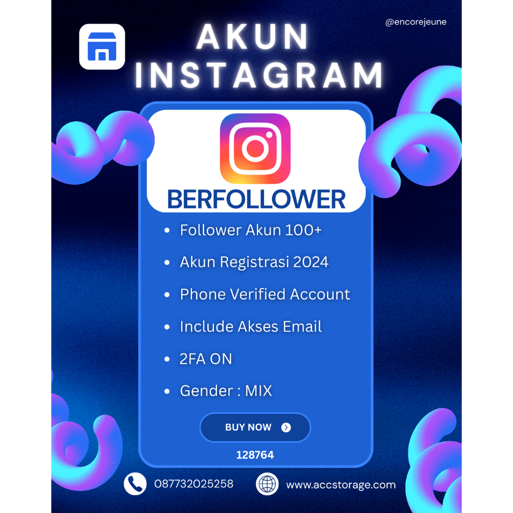Jual Akun Instagram | Berfollower | 100+ Follower | Full Verif (Nomor ...