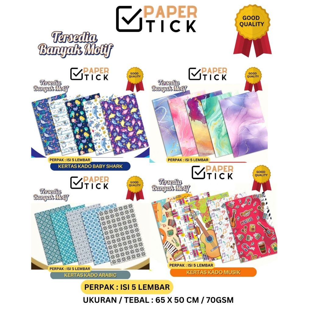 Jual (ISI 5 LEMBAR) KERTAS KADO MOTIF 65x50 CM ULANG TAHUN KERTAS ...