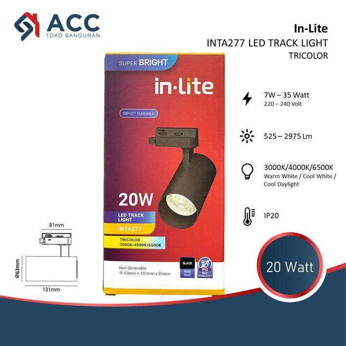 Jual INLITE INTA277 20W TRICOLOR 3 WARNA LED TRACK LIGHT LAMPU SOROT ...