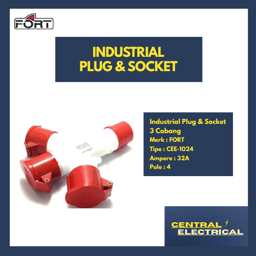 Jual FORT Industrial Plug & Socket (3 Cabang) 4 Pole, 32A merk FORT ...