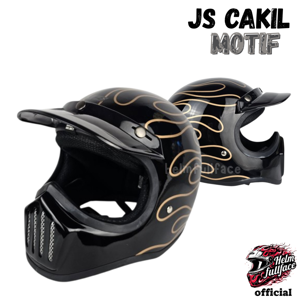 Jual Helm Js Cakil Api Vintage Gold Black Fire Pet 3D Colour SNI Dewasa ...