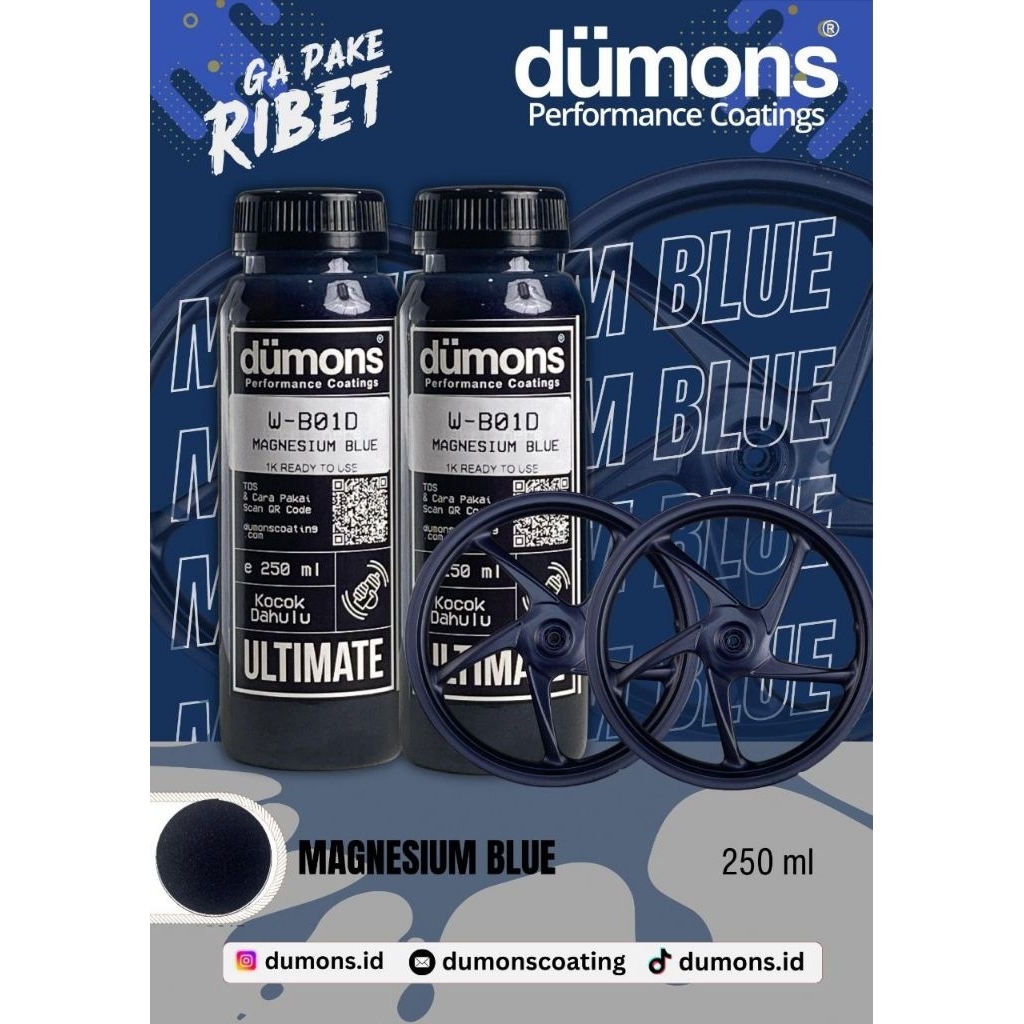Jual MAGNESIUM BLUE W-B01D Wheel Colors Doff Ready Mix PU 250 ml 1K ...