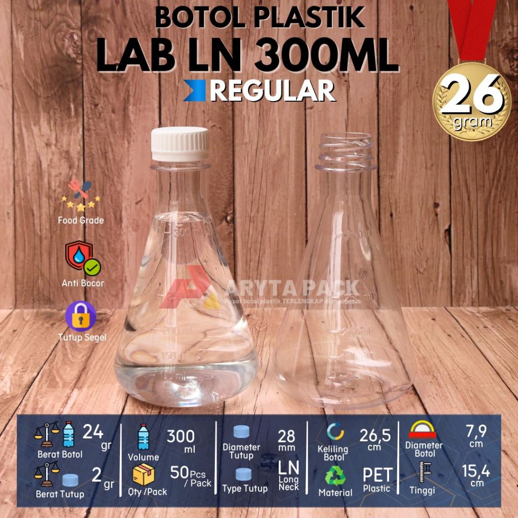 Jual Botol plastik PET 300ml lab minuman jus susu kopi tutup LN warna ...