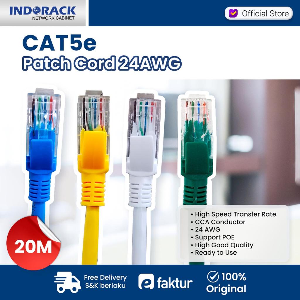 Jual Kabel LAN CAT5E 20 Meter - Biru/Putih/Kuning - PATCH CORD UTP CAT ...
