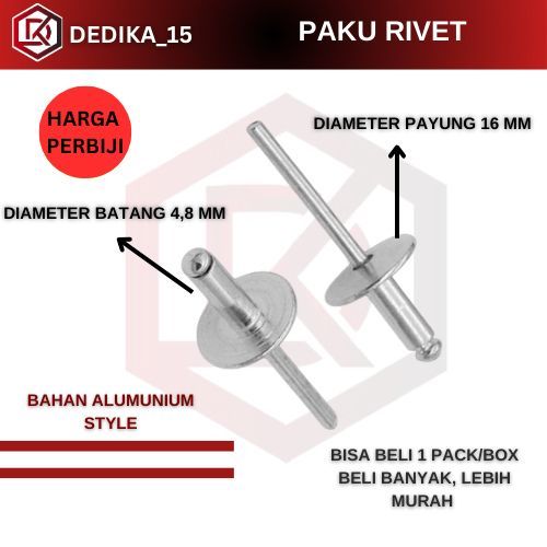Jual Paku rivet besar paku rivet Besar 16x4,8 mm | Shopee Indonesia