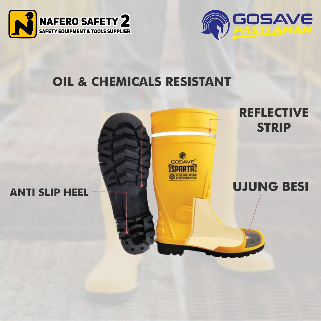 Jual Sepatu Boot Rubber Safety GOSAVE SPARTA Karet Ujung BESI Steel Toe ...