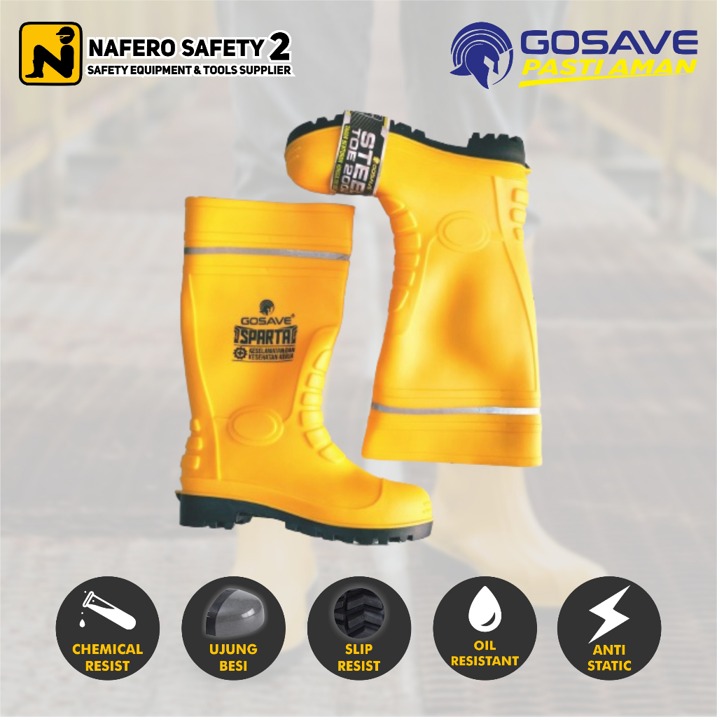 Jual Sepatu Boot Rubber Safety GOSAVE SPARTA Karet Ujung BESI Steel Toe ...