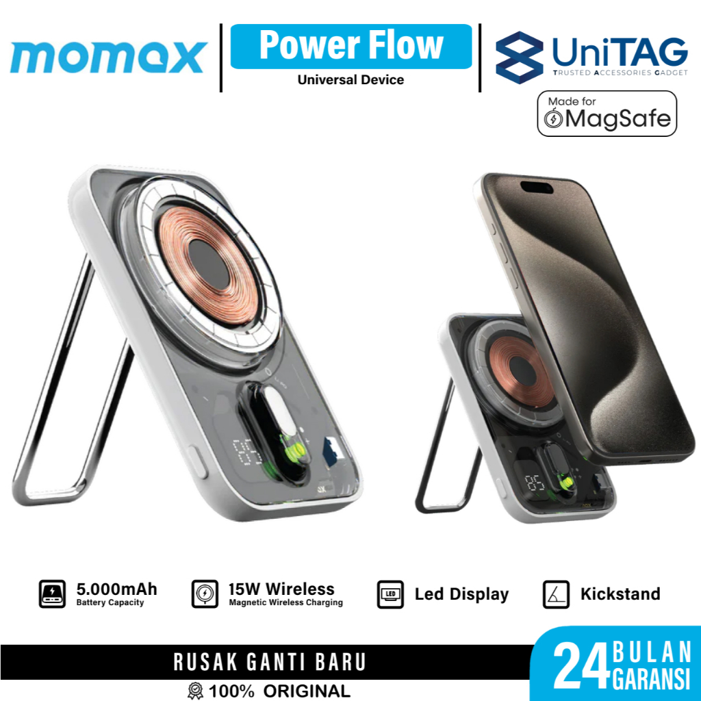 Jual Momax Powerbank 5000 mAh 20W Magsafe Wireless 15W Type C