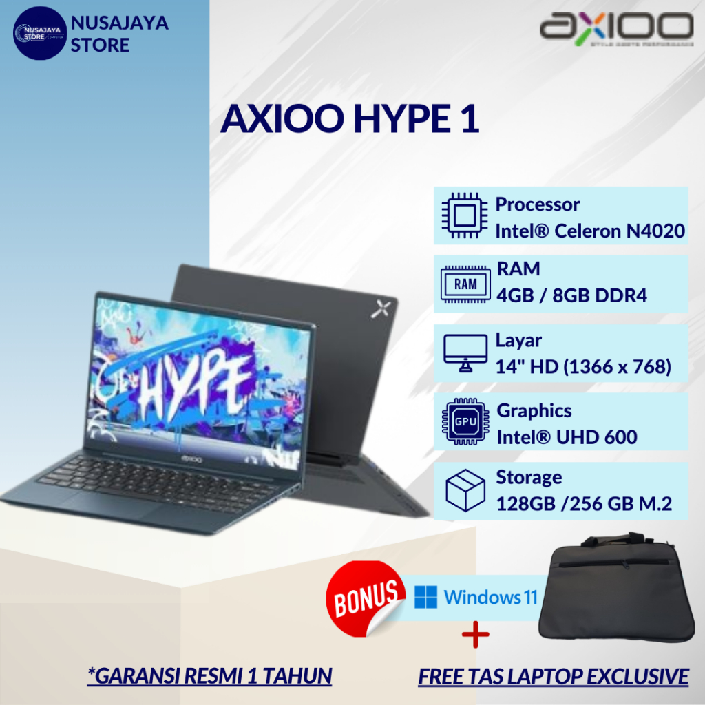 Jual AXIOO MYBOOK HYPE Celeron N4020 4GB/8GB 128GB/256GB 14