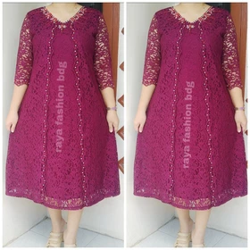 Dress Buka Tutup Sabiyan Full Brokat Xl Xxl Lapis Furing Tangan 7 8