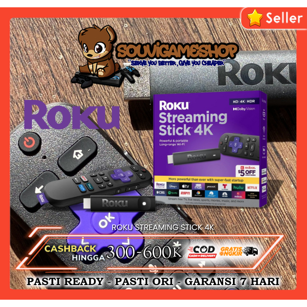 Jual Roku Streaming Stick 4K - HDR & Dolby Vision Roku Streaming Device ...