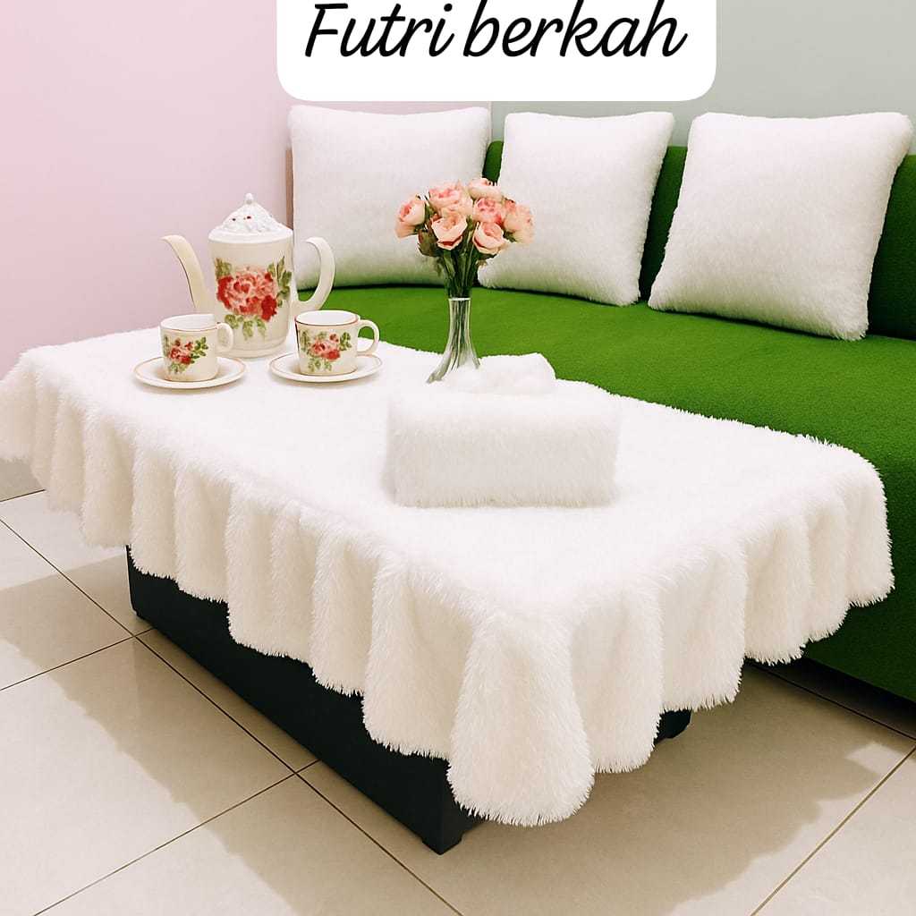 Jual taplak meja rumbai bulu raspur 100x50x20 | Shopee Indonesia