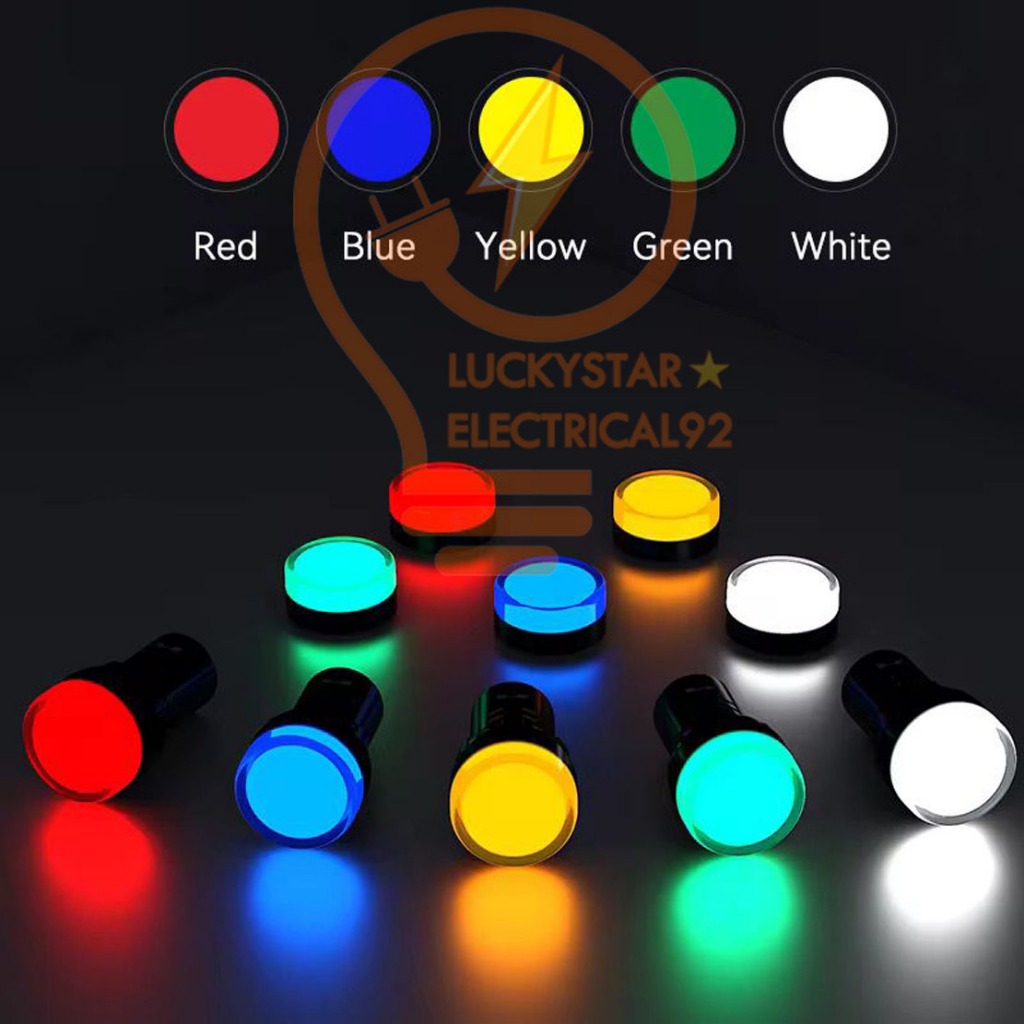 Jual Pilot Lamp LED 16mm AD16-16DS 12-48V/220-380V warna RGYWH | Shopee ...