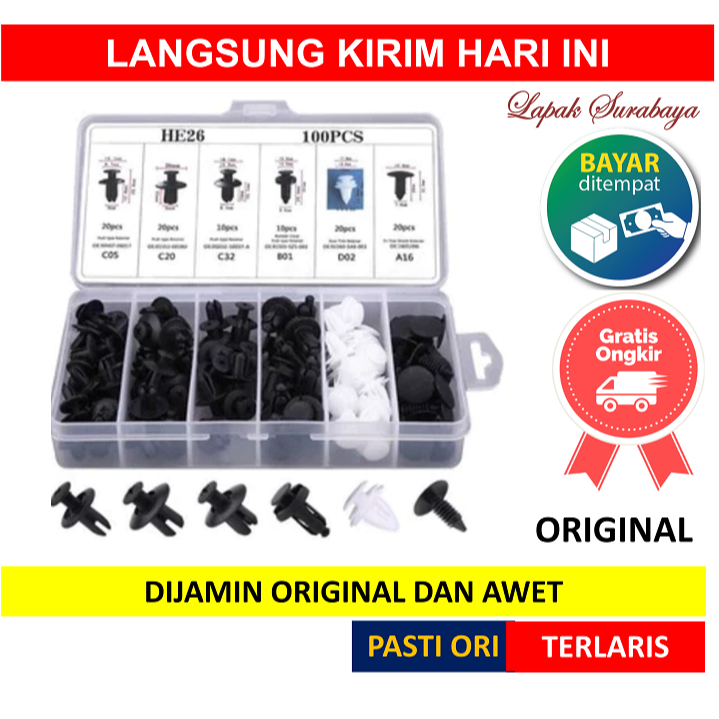 Jual BAUT RIVET 100PC 100 PC PCS PENGUNCI BODY BEMPER MOBIL MOTOR ...