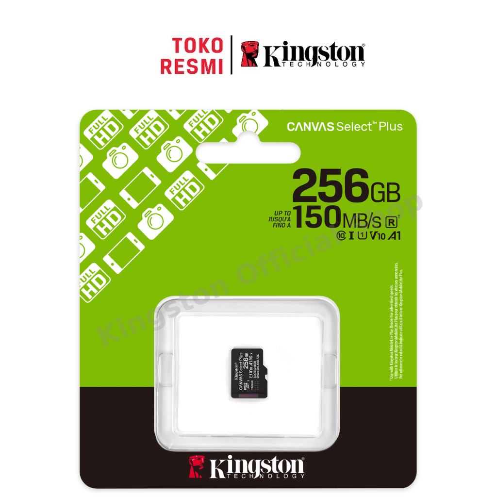 Kingston Canvas Select Plus Class 10 microSD Card 256GB (SDCS3/256GBSP) -Kecepatan 150mb/dtk