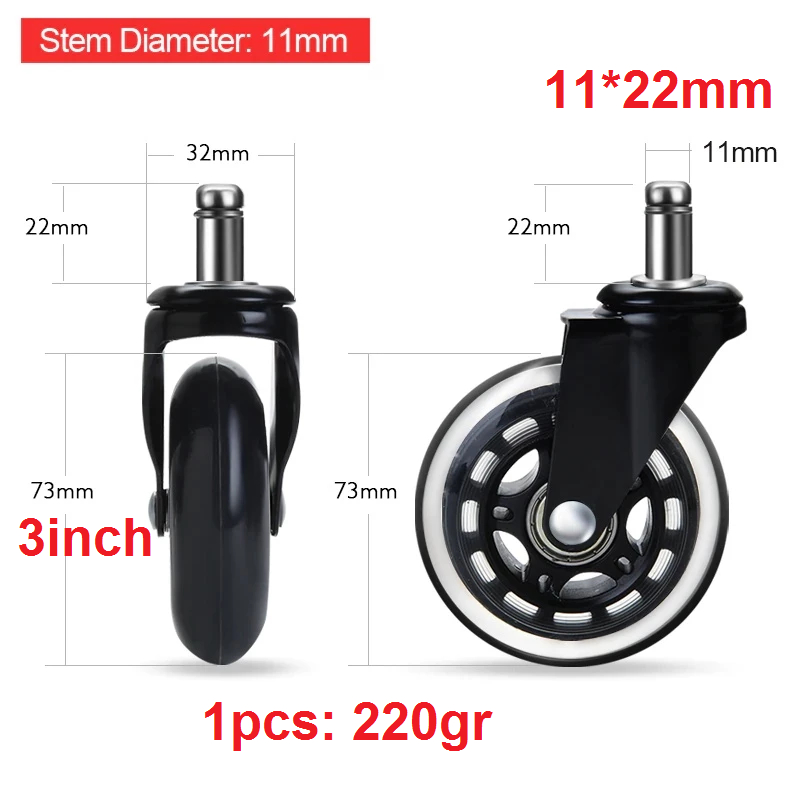 Jual Roda Kursi Kantor Rollerblade Caster 11mm 5 PCS Paket Universal ...