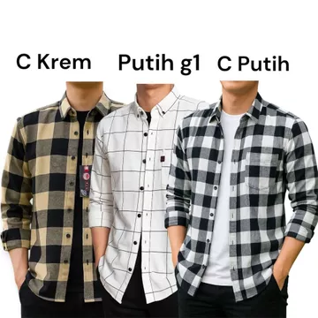 Kemeja Flanel Kotak Pria Wanita Lengan Panjang Jumbo Size M L XL XXL