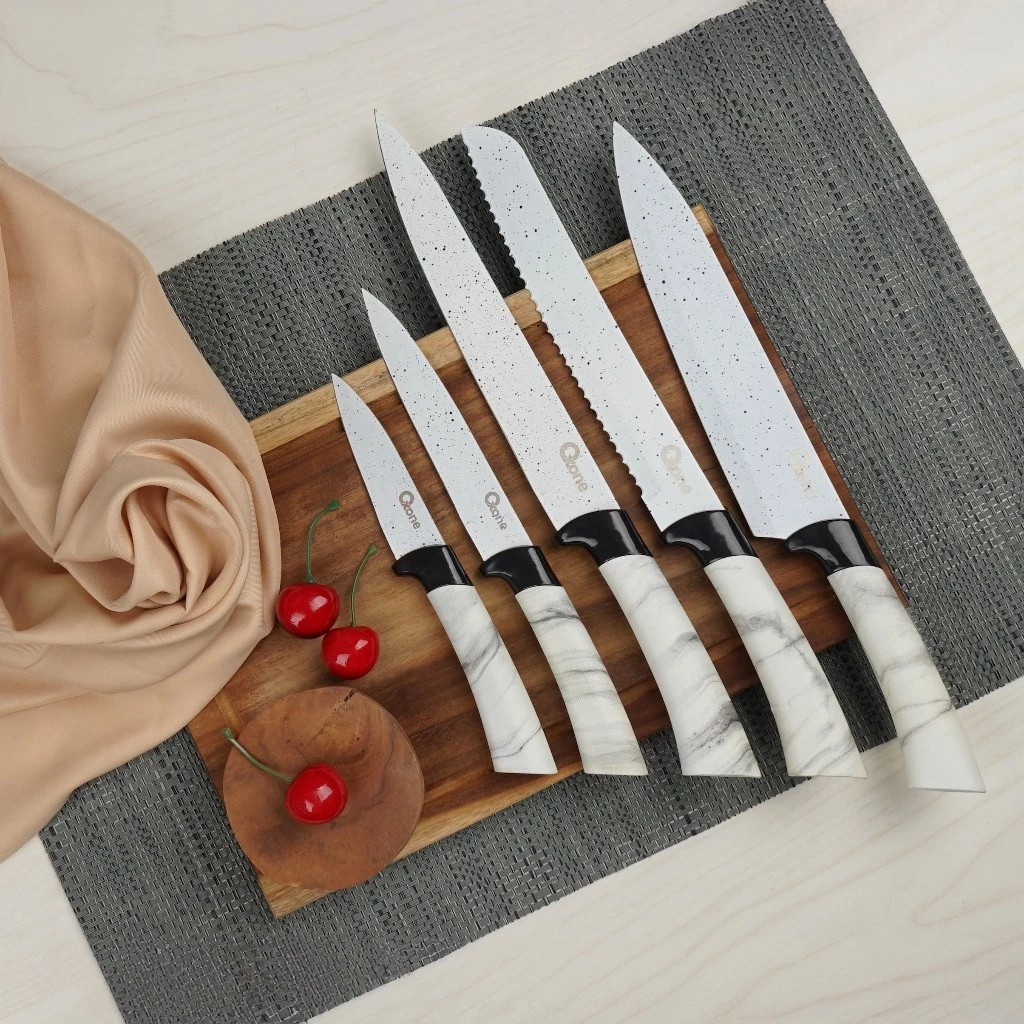 Jual OXONE KNIFE SET WHITE MARBLE 5PCS OX617 / PISAU EXCLUSIVE ANTI ...