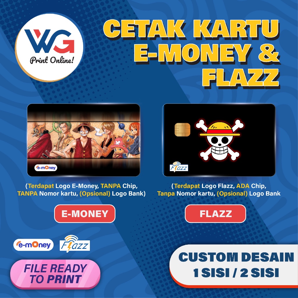 Jual Cetak Print E-Money / Flazz Desain Kustom 2 Sisi | Print UV ...