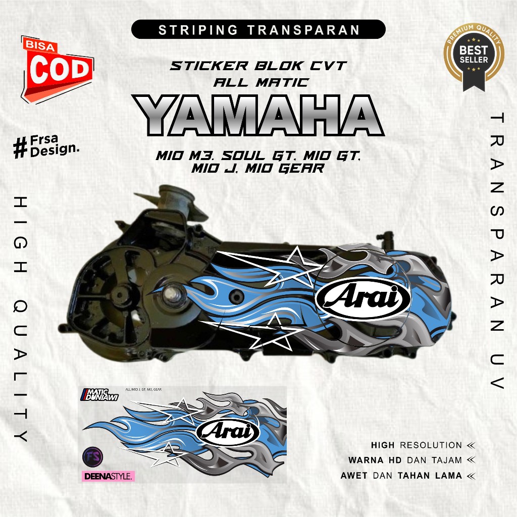Jual Sticker CVT Transparan YAMAHA, MIO J, GT, M3, GEAR, DLL Motif Api ...