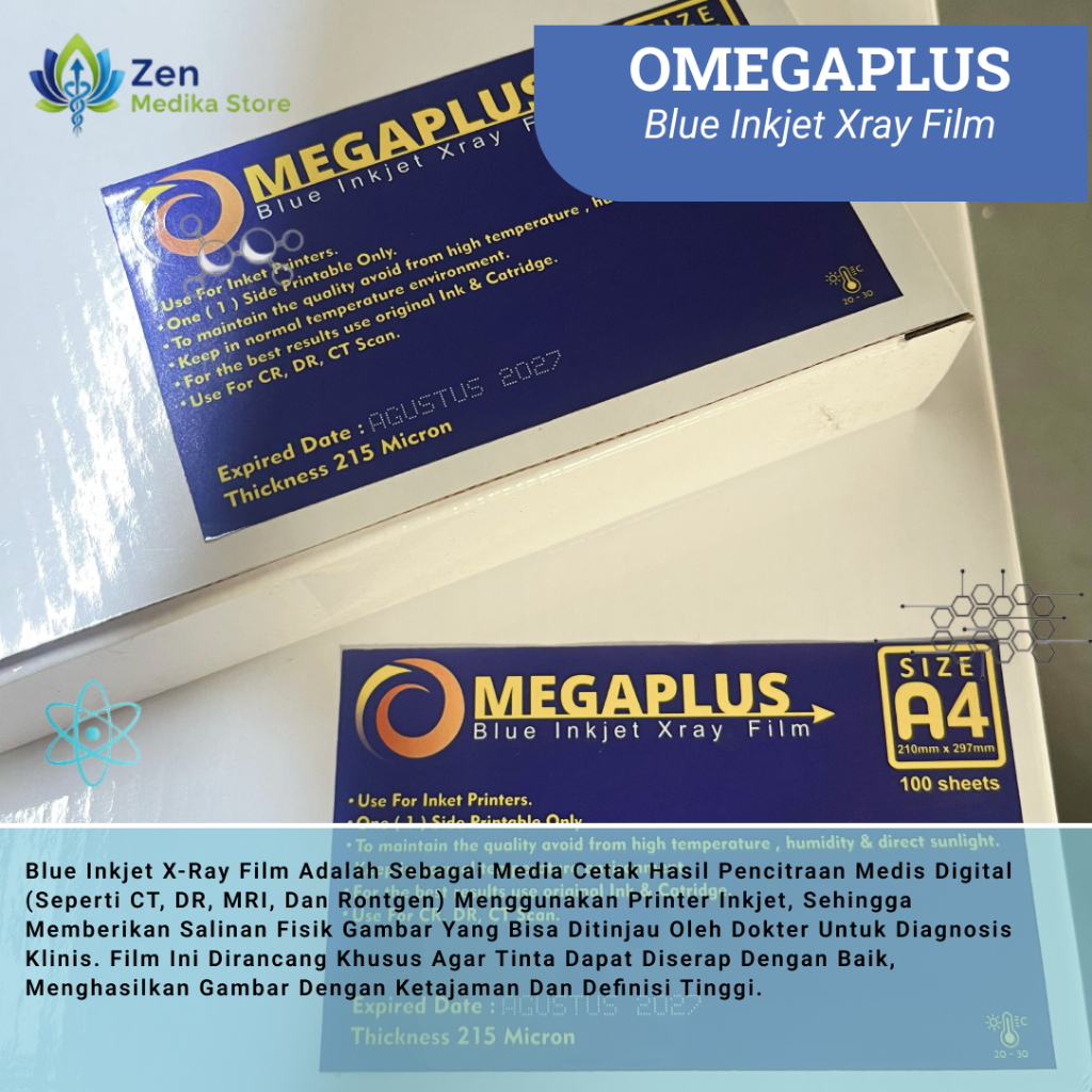 Jual Blue Inkjet Xray Film A4 RADIOLOGI CR isi 100 pcs | OMEGAPLUS ...