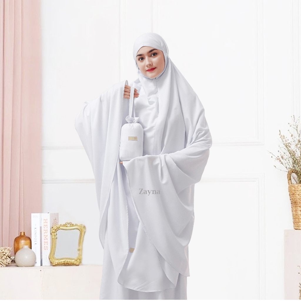 Zayna Mukena Dewasa 2 In 1 Resleting Katun Premium