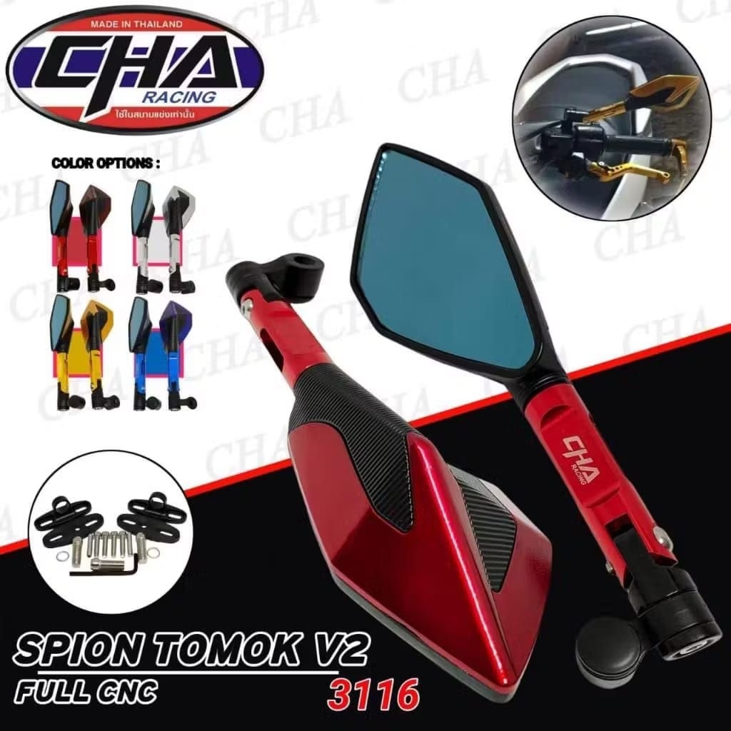 Jual SPION TOMOK V2 CHA RACING KACA BIRU FULL CNC UNIVERSAL BISA UNTUK ...