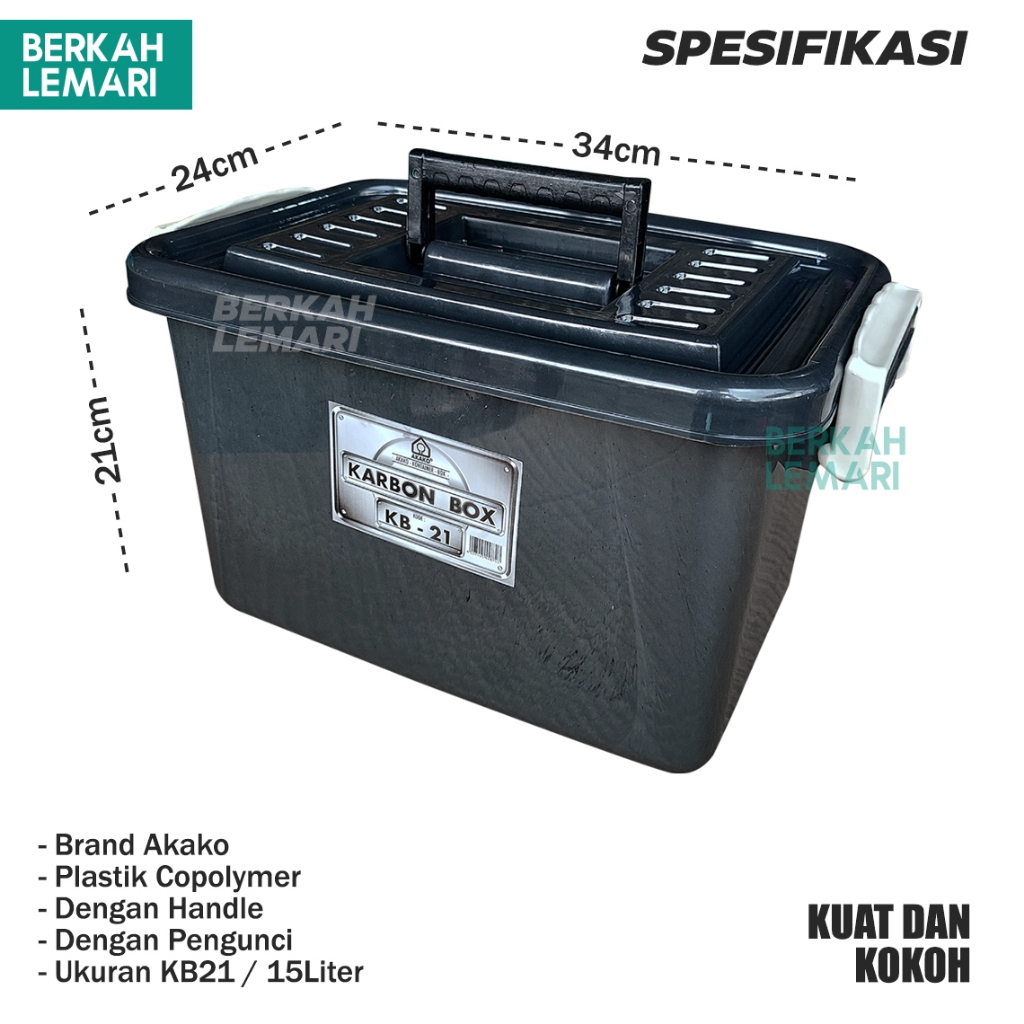 Jual [PROMO] Container Box Hitam KB 21 Liter | Kotak Serbaguna untuk ...