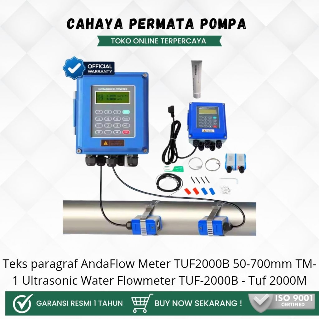Jual Flow Meter TUF2000B 50-700mm TM-1 Ultrasonic Water Flowmeter TUF ...