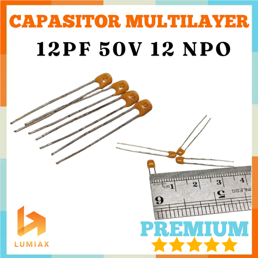 Jual NPO NP0 mono capasitor 12pf 12 pf 50V 50 volt pitch 2.5mm | Shopee ...