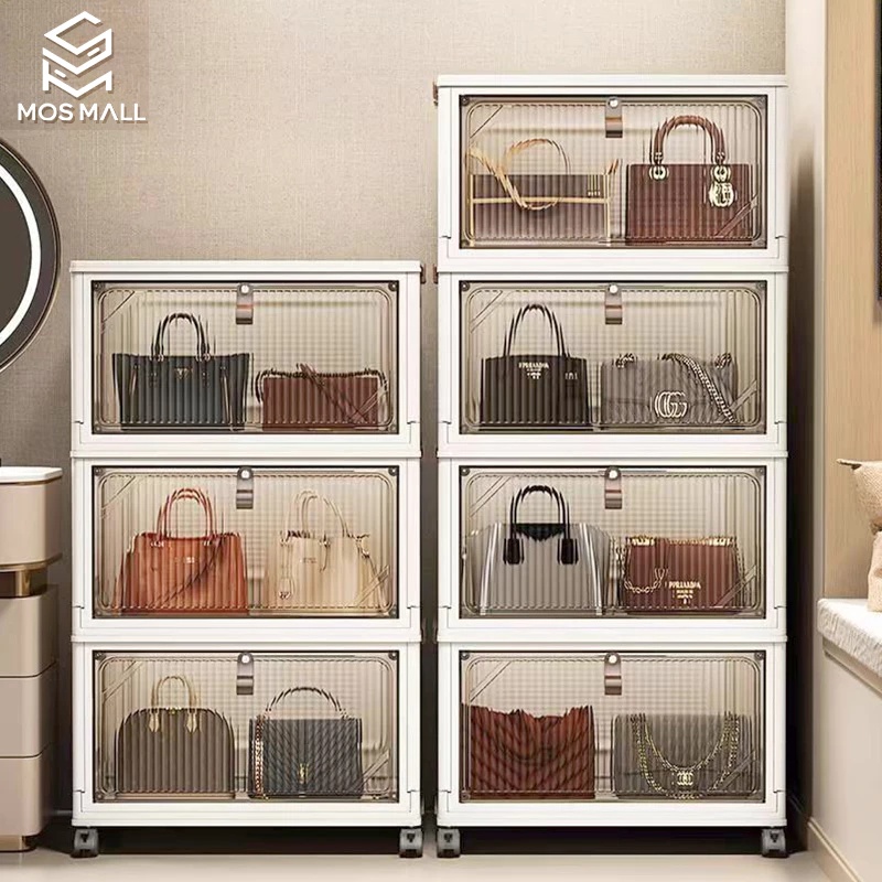 Lemari Lipat Serbaguna 38cm Anti Debu Rak Storage Transparan Premium