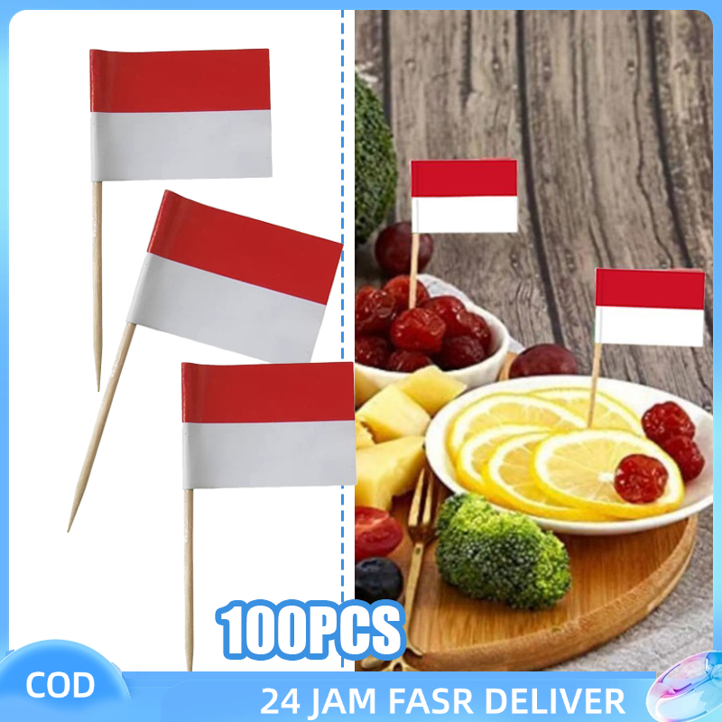 Jual Tusukan Kue Bendera Merah Putih 100pcs Cake Topper Dekorasi 17 ...