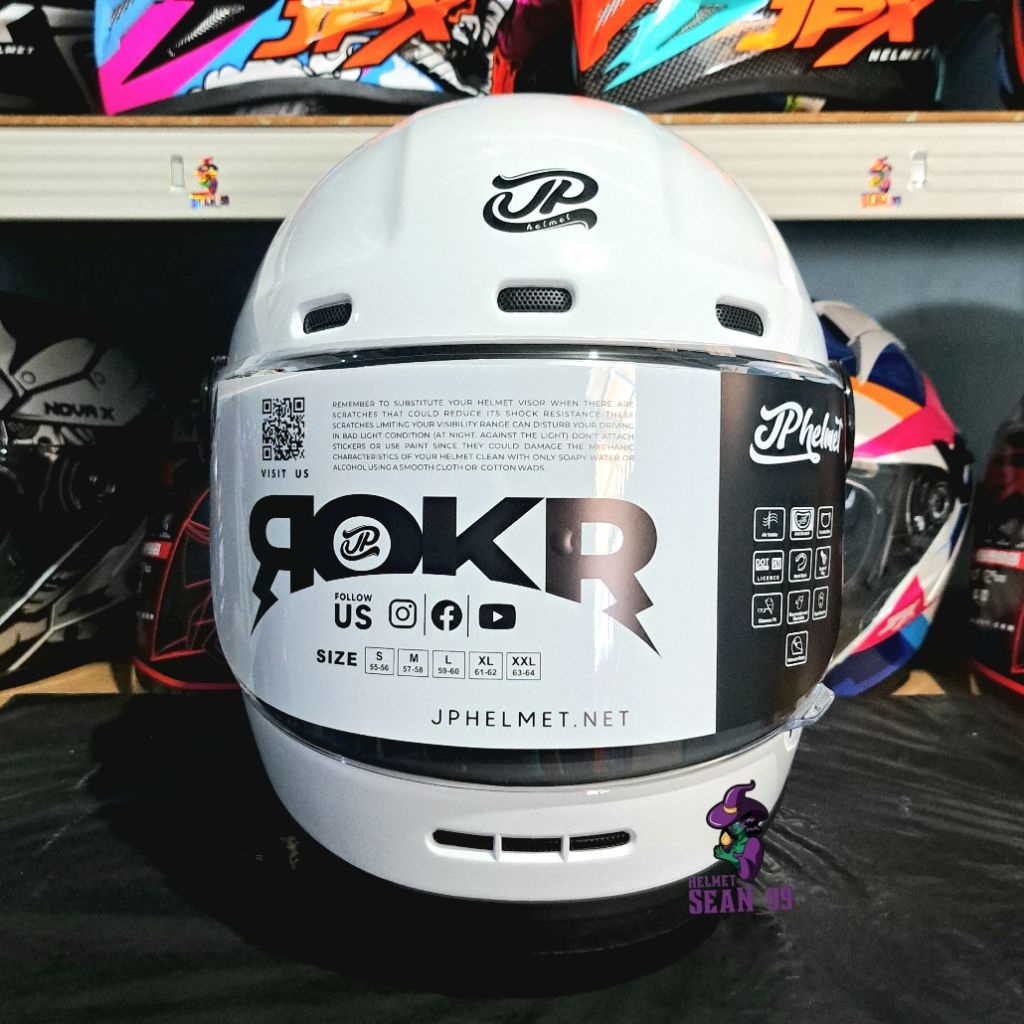 Jual HELM JPX JP ROKR SOLID BROKEN WHITE FULL FACE ORIGINAL SNI DOT ...