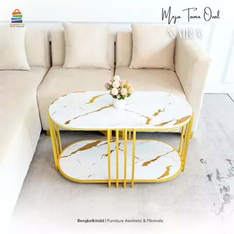 Naira Jari Meja Tamu Oval Minimalis Mewah Meja Ruang Tamu Minimalis Meja Tamu Aesthetic Meja Sofa