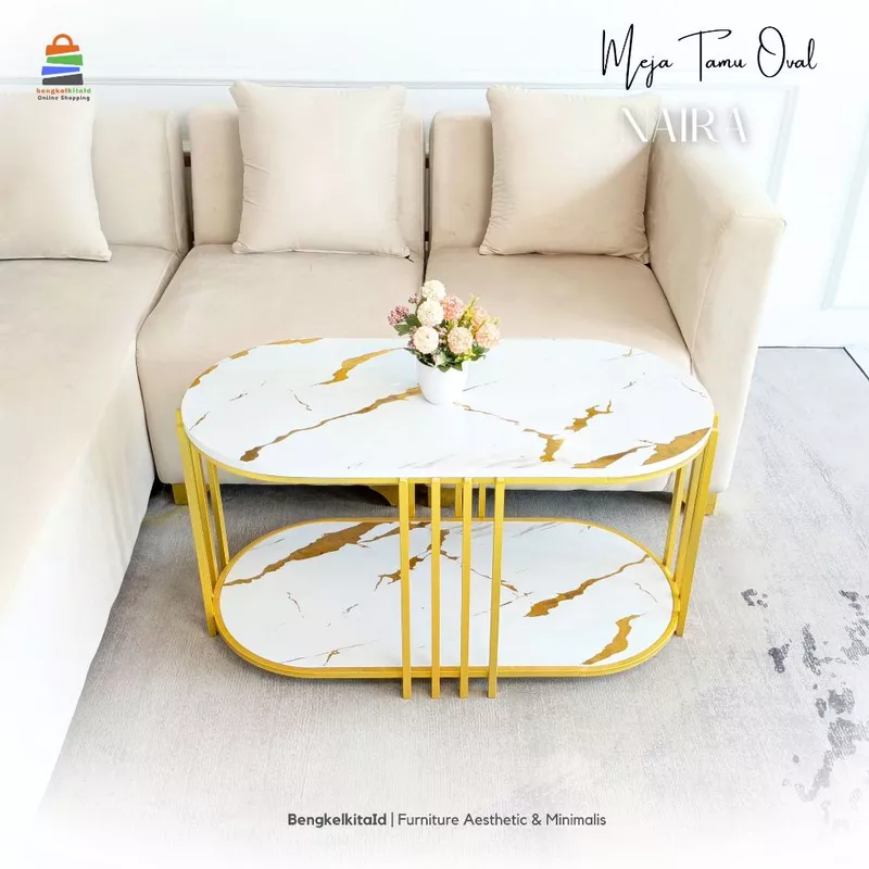 Naira Jari Meja Tamu Oval Minimalis Mewah Meja Ruang Tamu Minimalis Meja Tamu Aesthetic Meja Sofa