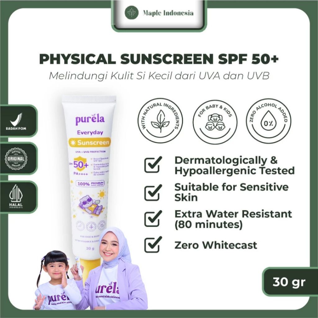 Jual [PILIHAN RICIS DAN MOANA] Purela Baby Physical Sunscreen SPF 50 ...