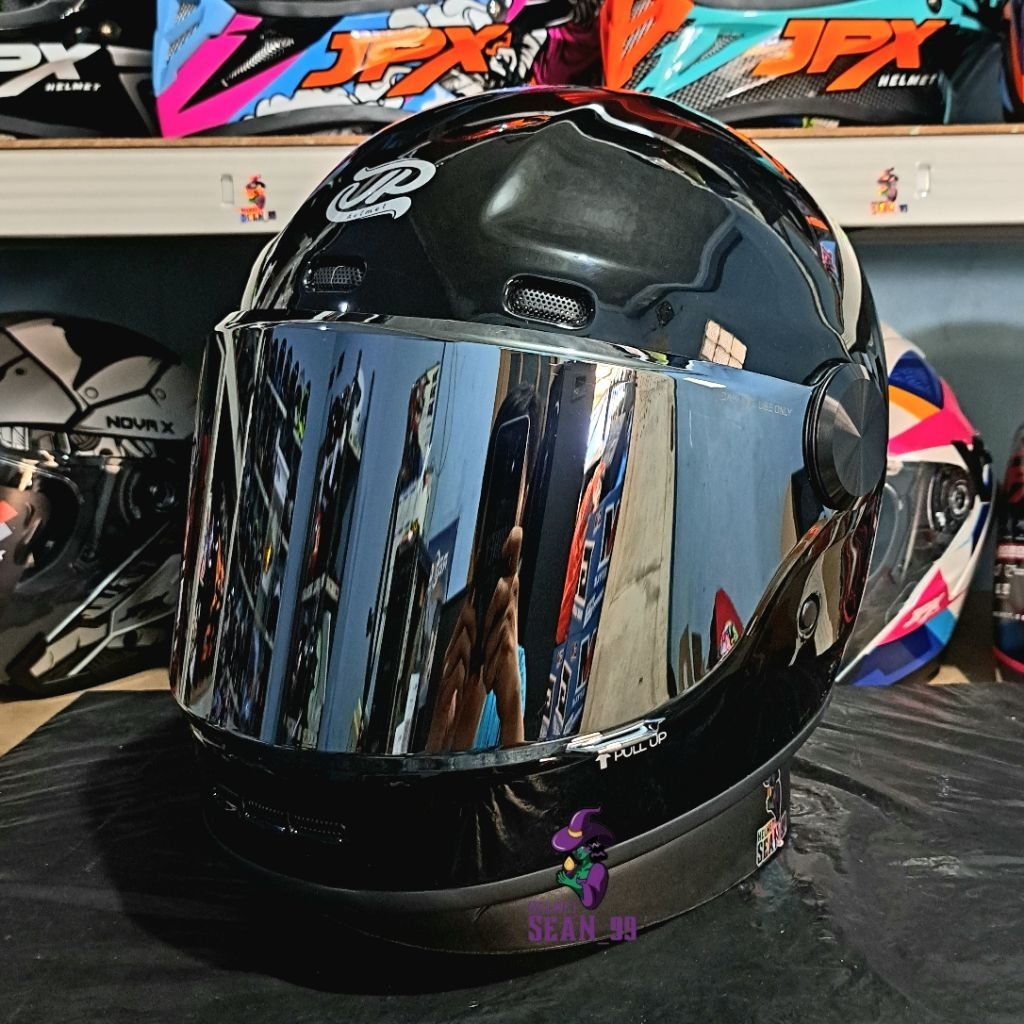 Jual HELM JPX JP ROKR SOLID BLACK GLOSSY FULL FACE ORIGINAL SNI DOT ...