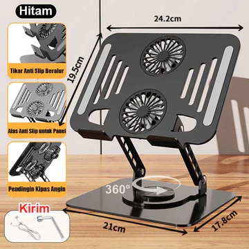 Laptop Stand 360° Rotatable Bisa Dilipat Portable Double Stand Mount Meja Aluminium GT