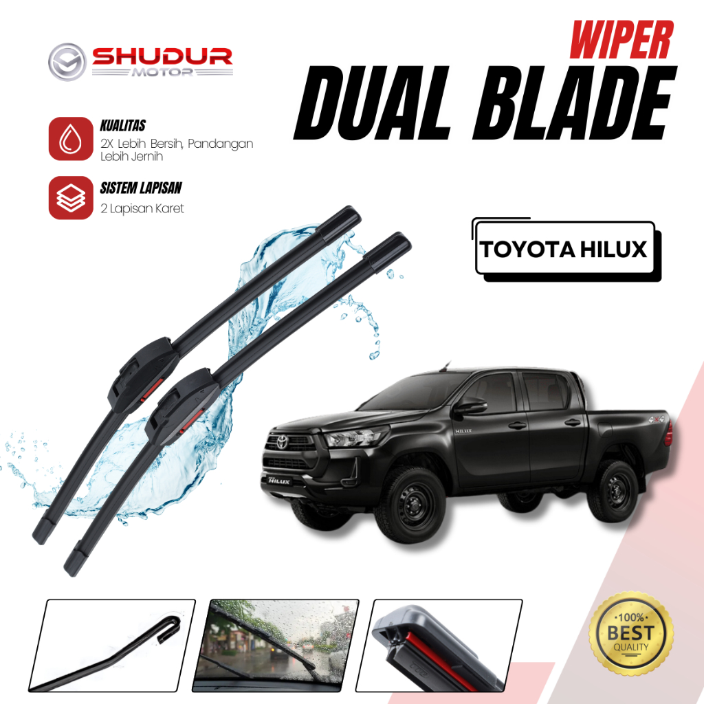 Jual Wiper Dual Blade - Toyota Hilux - Wiper 2 Lapis Karet Frameless ...