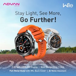 ADVAN Smartwatch W1e | AMOLED Display 1.32 Inch | 30 Days Standby Time | 11mm Sl