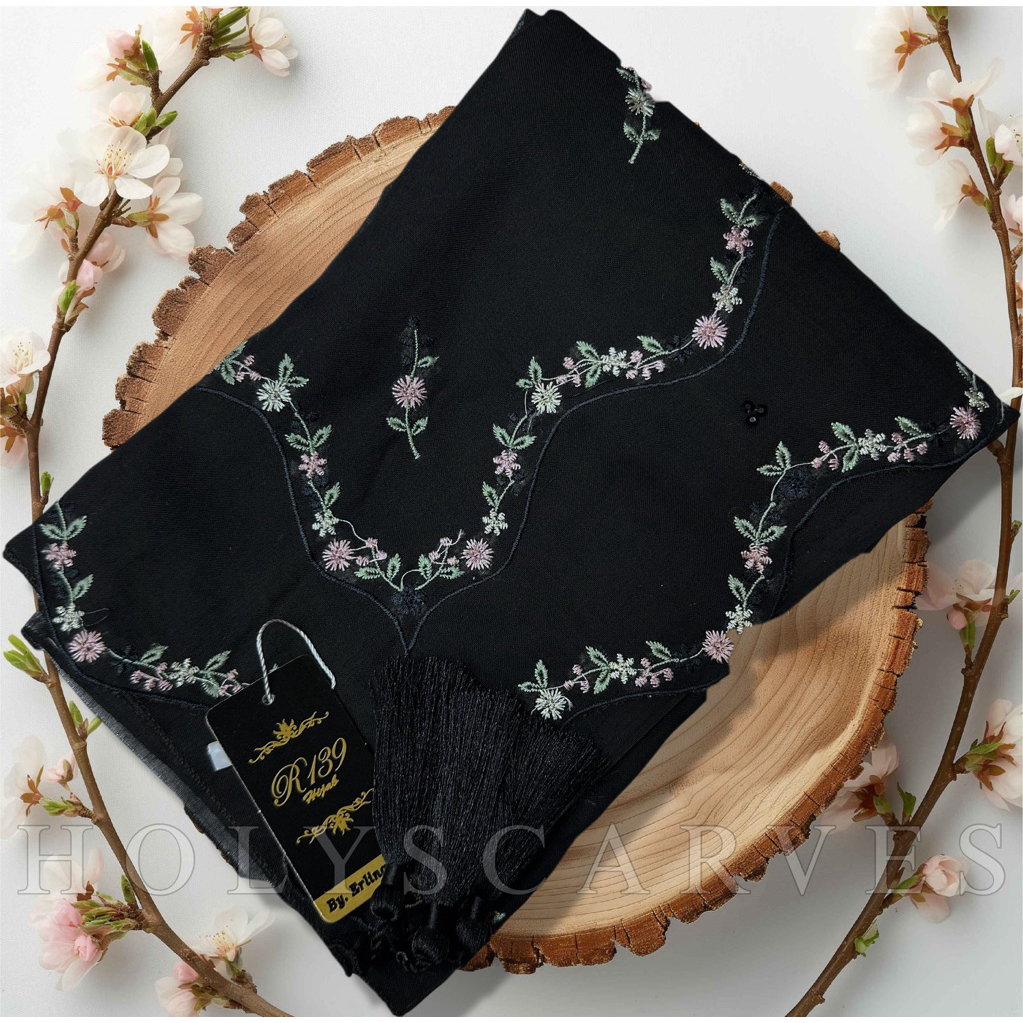 Kerudung Segi Empat Paris Bordir Orchid Series By R139 Hijab