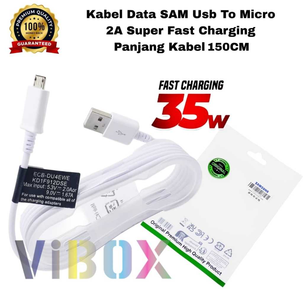 Jual Kabel Data 1.5M Sam Micro Usb Fast Charging 35W Panjang 150CM ...